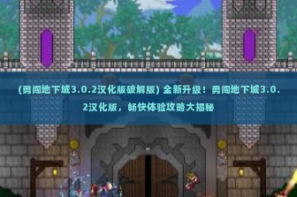 (勇闯地下城3.0.2汉化版破解版) 全新升级！勇闯地下城3.0.2汉化版，畅快体验攻略大揭秘